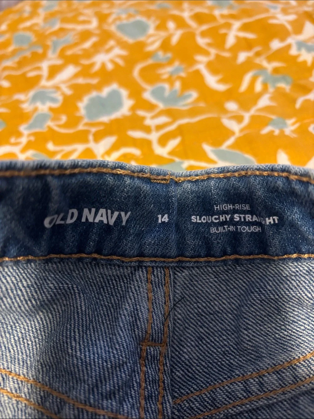 Old Navy Kids Slouchy Straight  High Rise Jeans Light Wash Built in Tough